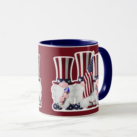 Drei amerikanische Patriotische Gnomes Tasse (VorderseiteRechts)