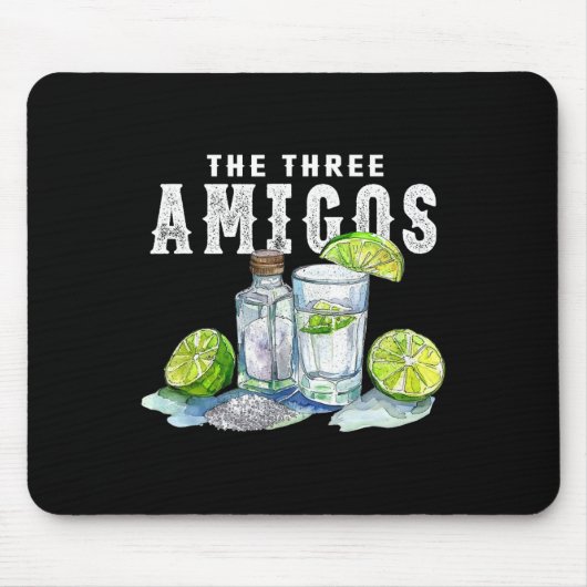 Drei Amigos Limones Salz Tequila Funny Cinco De Mousepad (Vorne)
