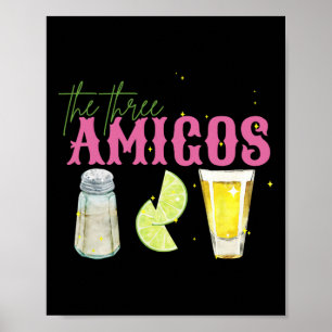 Drei Amigos Limones Salz Tequila Funny Cinco De Poster