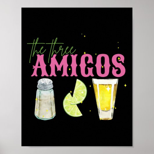 Drei Amigos Limones Salz Tequila Funny Cinco De Poster (Vorne)