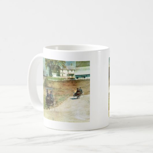 Drei Amish-Buggyen Kaffeetasse (Vorderseite Links)
