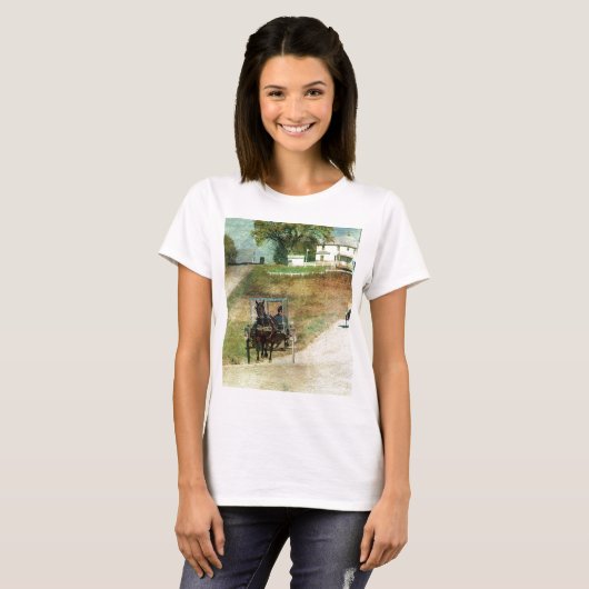 Drei Amish-Buggyen T-Shirt (Vorne ganz)
