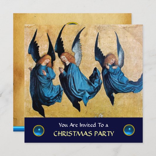 DREI ANGELN IN BLAU, Saphir Einladung (Vorne/Hinten)