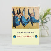 DREI ANGELN IN BLAU, Saphir, gold-metallisch Einladung (Stehend Vorderseite)