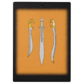 Drei antike griechische Schwerter Klemmbrett (Rückseite)