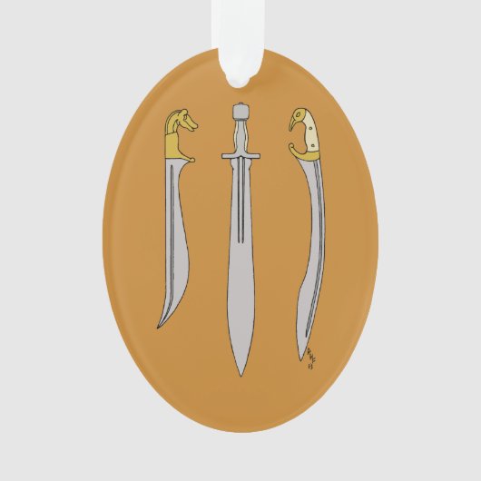 Drei antike griechische Schwerter Ornament (Vorderseite)