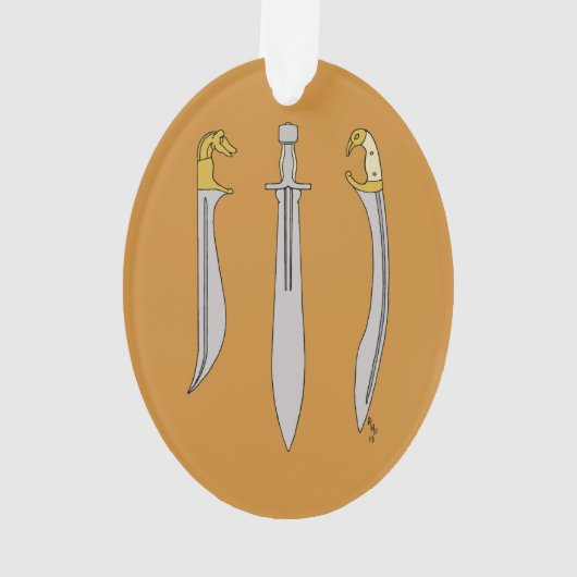 Drei antike griechische Schwerter Ornament (Rückseite)
