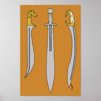 Drei antike griechische Schwerter Poster