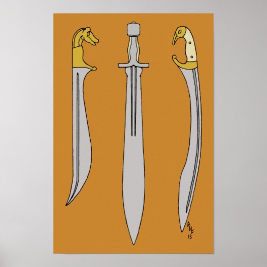 Drei antike griechische Schwerter Poster (Vorne)