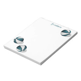 drei aquamarine Basketballkörbe individuelle Name Notizblock