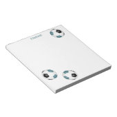 drei aquamarine schwarze Fußballbälle Notizblock (angewinkelt)