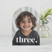 Drei Arted Foto 3. Geburtstag Einladung (Stehend Vorderseite)