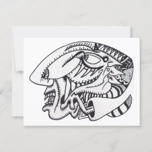 Drei Aspekte zeichnend Tinte Postkarte