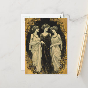 Drei atemberaubende Vintage-Frauen Postkarte