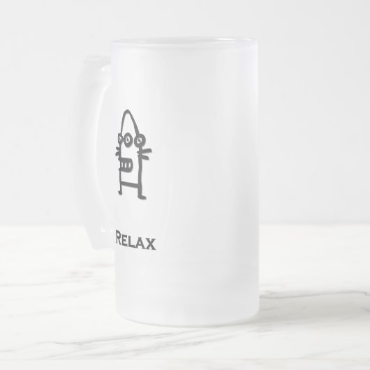 Drei Augen Bot Relax Mattglas Bierglas (Vorderseite Links)