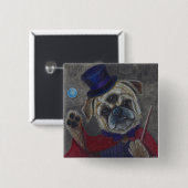 Drei Augen-Mops-Hundemagischer Show-Kunst-Druck Button (Vorne & Hinten)