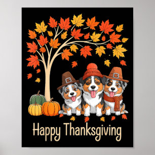 Drei Australian Shepherd Hunde fallen Baum Glückli Poster