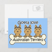 Drei australische Terrier Postkarte (Vorne/Hinten)