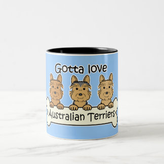Drei australische Terrier Zweifarbige Tasse