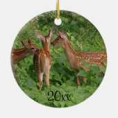 Drei Baby-Hirsch Weihnachtsschmuck CUSTOMIZE Datum (Hinten)