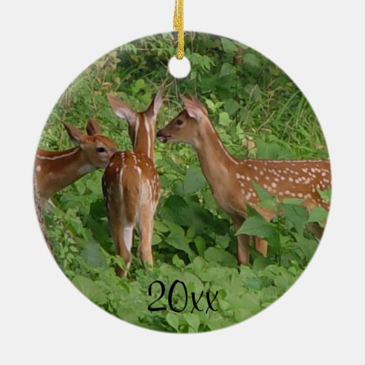 Drei Baby-Hirsch Weihnachtsschmuck CUSTOMIZE Datum (Hinten)