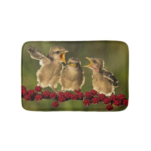 Drei BabyLanius Schach Vögel Badematte (Vorderseite)