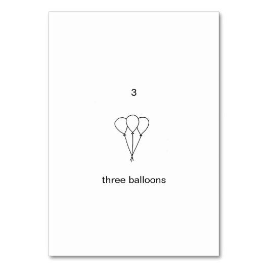 Drei Ballons, Taschenkarten mit benutzerdefinierte Tischnummer (Rückseite)