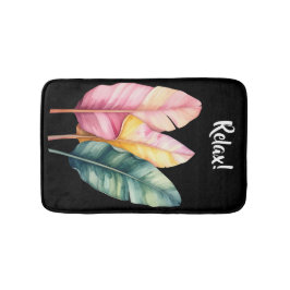 Drei Bananen Blätter in Pastellfarben Badematte