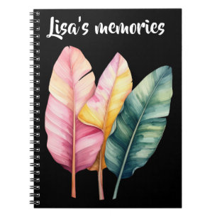 Drei Bananen Blätter in Pastellfarben Notizblock