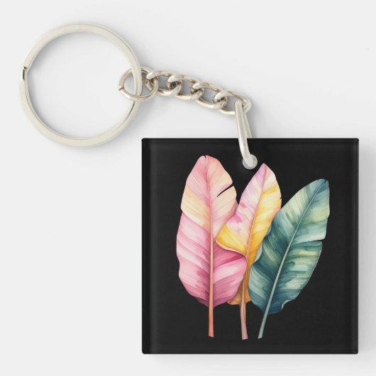 Drei Bananen Blätter in Pastellfarben Schlüsselanhänger (Vorderseite)