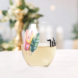Drei Bananen Blätter in Pastellfarben Weinglas Ohne Stiel