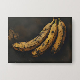Drei Bananen im dunklen Stil Button