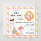 Drei Bären auf der Beach Baby Dusche für Mädchen Einladung (Vorderseite)