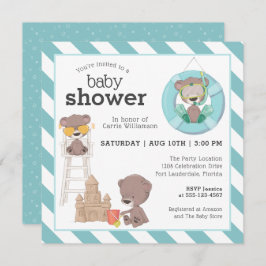 Drei Bären in der Beach Baby Dusche für Junge Einladung