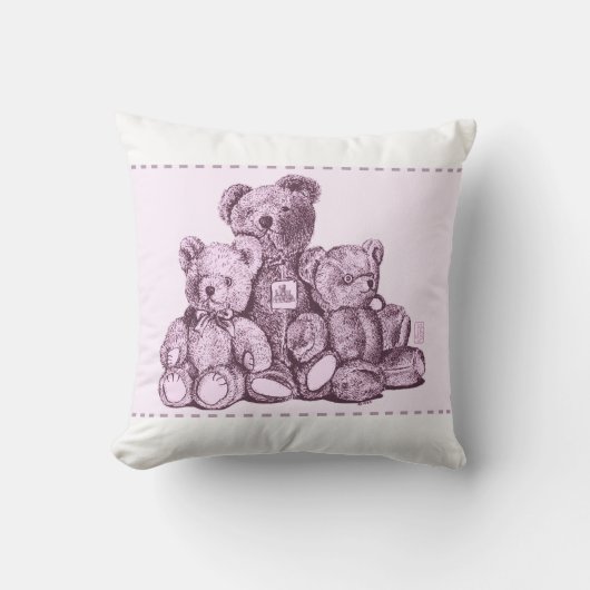 Drei Bären rosa Kissen (Vorderseite)