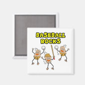Drei Baseball-Steine Magnet (Vorderseite/Rückseite)