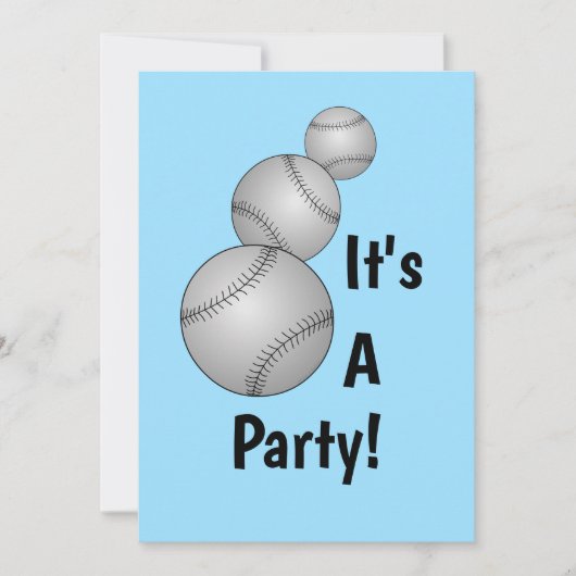 Drei Baseballs Einladung (Vorderseite)