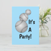 Drei Baseballs Einladung (Stehend Vorderseite)