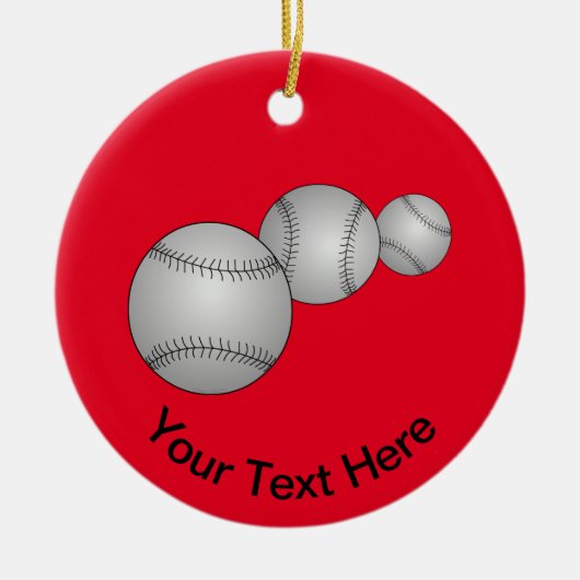 Drei Baseballs Keramik Ornament (Vorne)