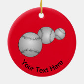 Drei Baseballs Keramik Ornament (Hinten)