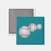 Drei Baseballs Magnet (Vorderseite/Rückseite)