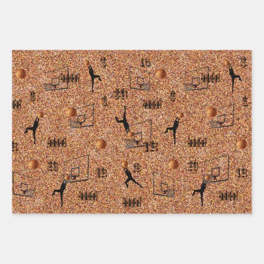 drei Basketballbilder, Geschenkblätter, Geschenkpapier Set (Vorderseite)