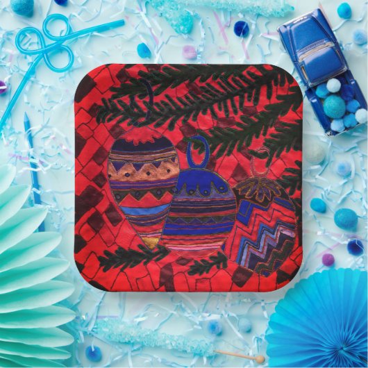 Drei Baubles Pappteller (Party)