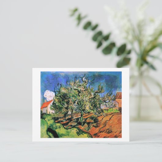 Drei Bäume und ein Haus Van Gogh Fine Art Postkarte (Stehend Vorderseite)