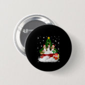 Drei Beagle Weihnachtsmann mit Weihnachtsbaum Button (Vorne & Hinten)