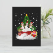 Drei Beagle Weihnachtsmann mit Weihnachtsbaum Dankeskarte (Stehend Vorderseite)