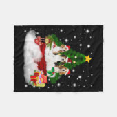 Drei Beagle Weihnachtsmann mit Weihnachtsbaum Fleecedecke (Vorderseite (Horizontal))