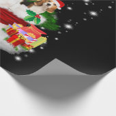 Drei Beagle Weihnachtsmann mit Weihnachtsbaum Geschenkpapier (Ecke)