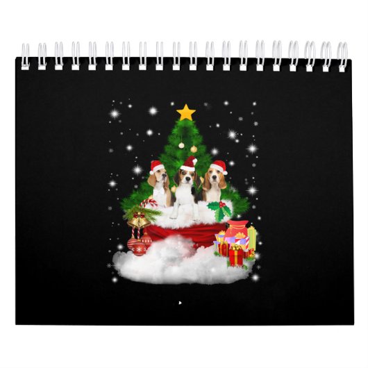 Drei Beagle Weihnachtsmann mit Weihnachtsbaum Kalender (Titelbild)