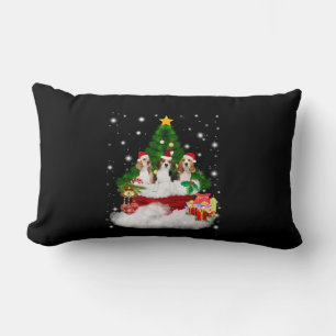 Drei Beagle Weihnachtsmann mit Weihnachtsbaum Lendenkissen